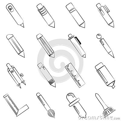 Pen and painting tools icons Stock Photo
