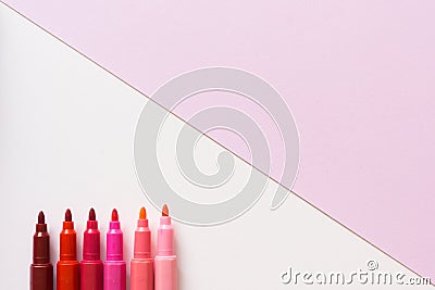 Pen pink on pastel pink color background Stock Photo