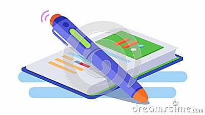A pen scanner that can scan and read text aloud allowing dyslexic readers to listen to text while simultaneously Vector Illustration