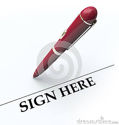 Pen Sign Here Signature Line Contract Agreement Stock Photo