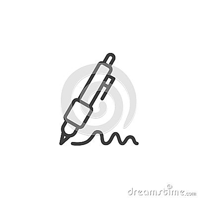 Pen and signature line icon Vector Illustration