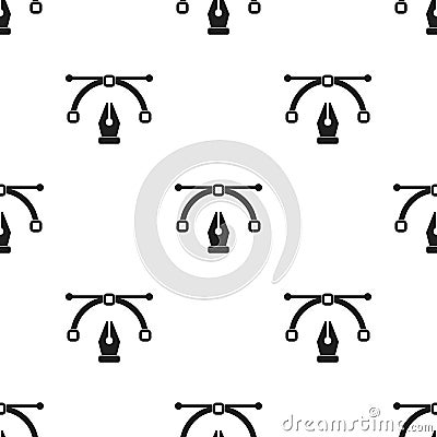 Pen tool in black style isolated on white background. Vector Illustration