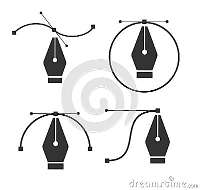 Pen tool cursor. Vector computer graphics. Logo for designer or illustrator. Design icon. The curve control points. Vector Illustration