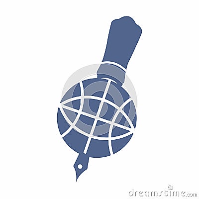 pen tool freehand write global news letter logo and icon Vector Illustration