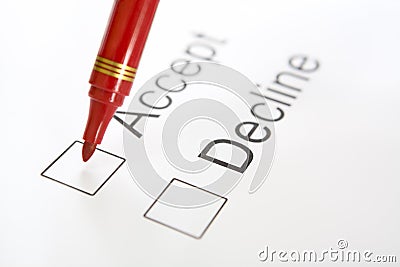 Pen on top 'Accept' checkbox Stock Photo