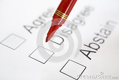 Pen on top 'Disagree' checkbox Stock Photo