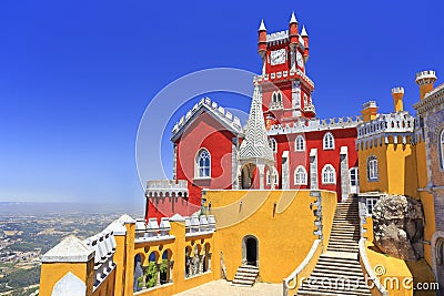 Pena National Palace above Sintra town Stock Photo