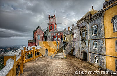 Pena National Palace - arches yard Stock Photo