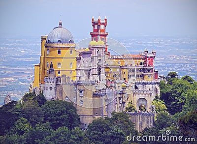 Pena National Palace and Park in Sintra Stock Photo