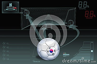 Penalty kick infographic with South Korea soccer ball Stock Photo