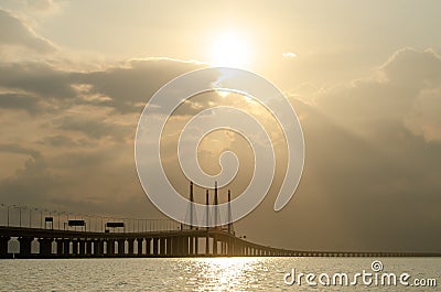 Penang second bridge with golden cloud Stock Photo
