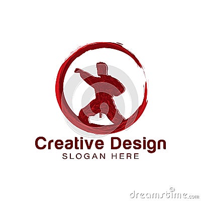 Pencak silat logo Ideas. Inspiration logo design. Template Vector Illustration. Isolated On White Background Stock Photo