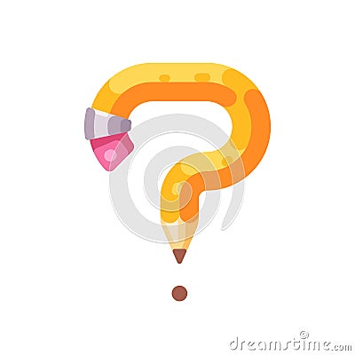 Pencil bent in the shape of a question mark Vector Illustration