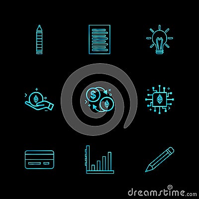 Pencil , bulb, idea , paper , document , ic, chip , pencil , g Vector Illustration