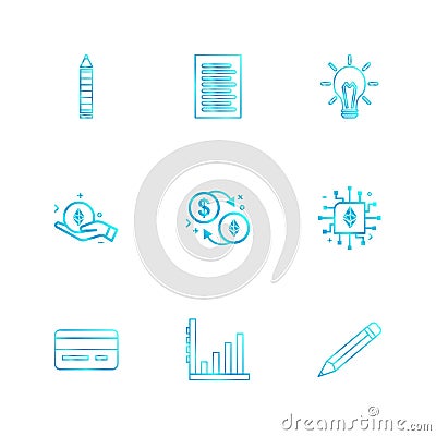 Pencil , bulb, idea , paper , document , ic, chip , pencil , g Vector Illustration