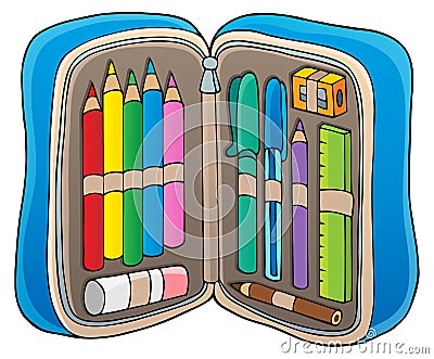 Pencil case theme image 1 Vector Illustration