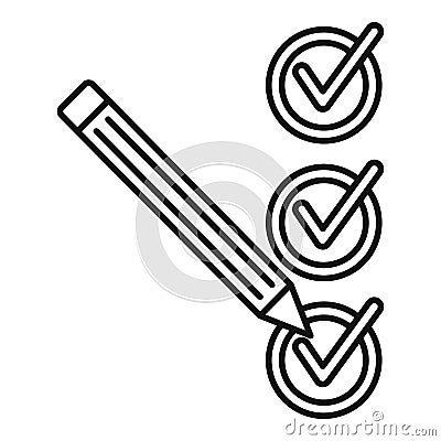 Pencil check mark icon, outline style Vector Illustration