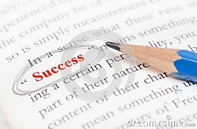 Pencil circle highlight on success word Stock Photo