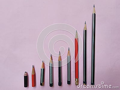 Pencil collection of short to big Stock Photo
