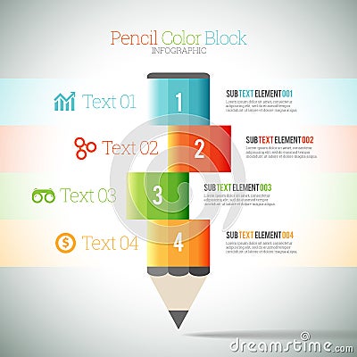 Pencil Color Block Infographic Vector Illustration