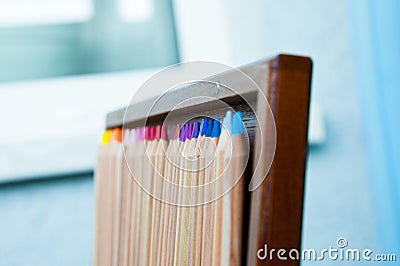 pencil color variety. selective focus with variety of color. stationery set of color variety Stock Photo