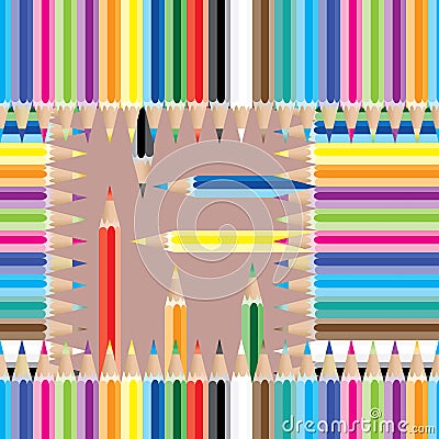 Pencil Colorful Square Seamless Pattern Vector Illustration