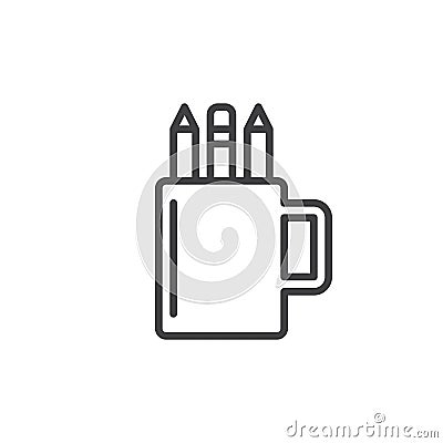 Pencil cup holder line icon, outline vector sign Vector Illustration