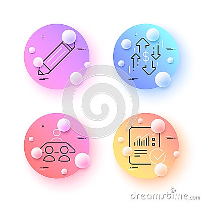 Pencil, Dollar rate and Interview job minimal line icons. For web application, printing. Vector Vector Illustration