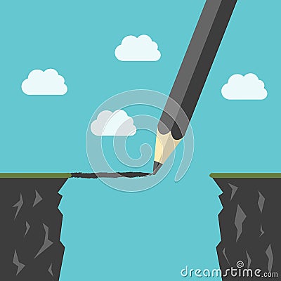 Pencil drawing a bridge Vector Illustration