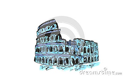 Pencil drawing of a colosseum in Roma, Italy Stock Photo