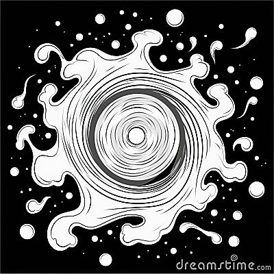Spiral Disc: Exploratory Line Work Illustration With Foampunk And Fluid Elements Stock Photo