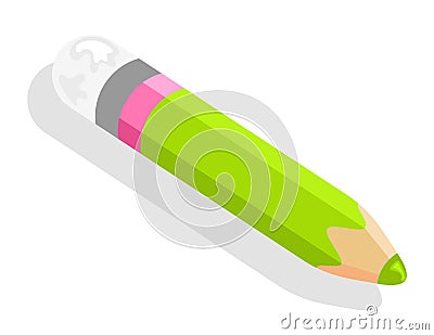Pencil or Drawing Tool, School Stationery Supply Vector Illustration