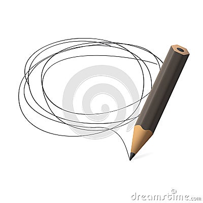 Pencil draws jauntily circle on a white background Vector Illustration