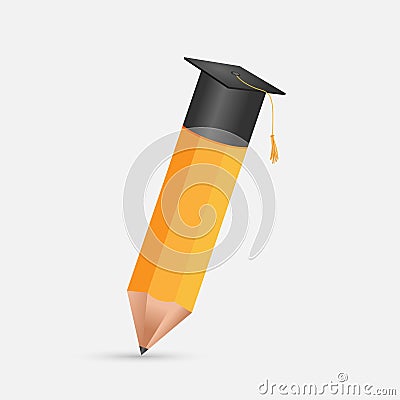 Pencil Education Cap Graduation Symbol Vector Vector Illustration
