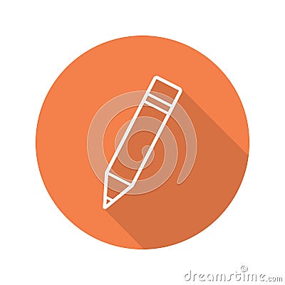 Pencil with eraser. Flat linear long shadow icon Vector Illustration