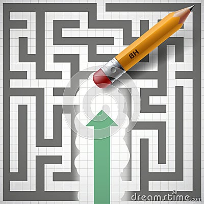 Pencil erases maze. New opportunities. Stock illustration Vector Illustration