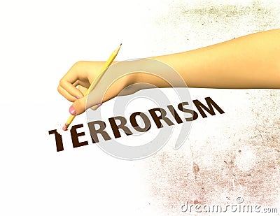 Pencil Erasing Off The Word Terrorism Illustration Stock Photo