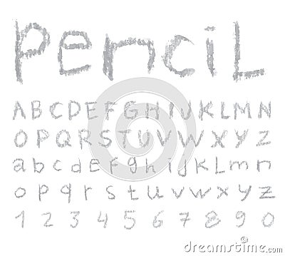 Pencil font Hand drawn. Vector illustration Vector Illustration