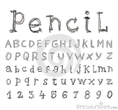 Pencil font Hand drawn. Vector illustration Vector Illustration