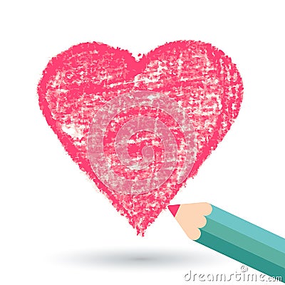 Pencil hand-drawn sketch heart, vector background template Vector Illustration