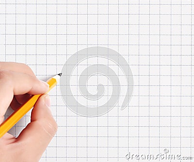 Pencil in hand rubber writting something Stock Photo