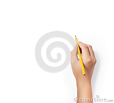 Pencil in hands Stock Photo