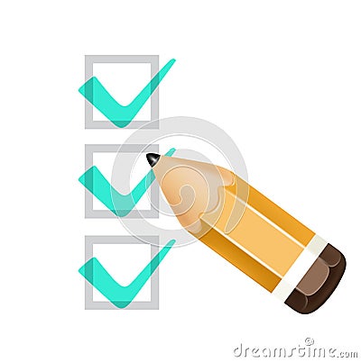 Pencil icon with check boxes isolated Stock Photo