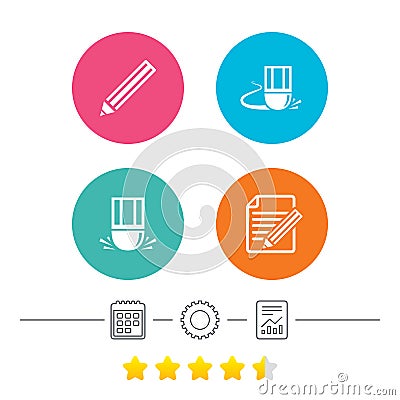 Pencil icon. Edit document file. Eraser sign. Vector Illustration