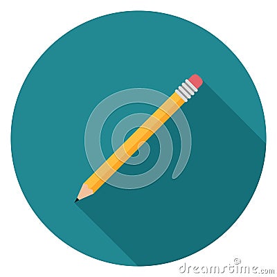 Pencil icon in flat design. Stock Photo