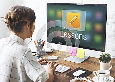 Pencil Icon Online Education Learning Graphic Concept Stock Photo