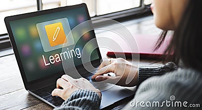 Pencil Icon Online Education Learning Graphic Concept Stock Photo