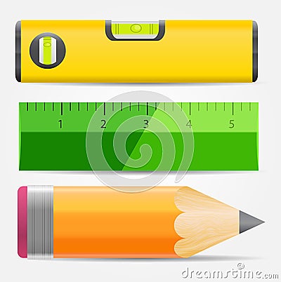 Pencil,level and ruler icon vector illustration Vector Illustration