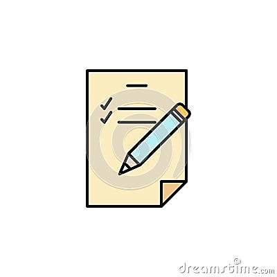 pencil, list, paper icon. Element of education illustration. Signs and symbols can be used for web, logo, mobile app, UI, UX on Cartoon Illustration