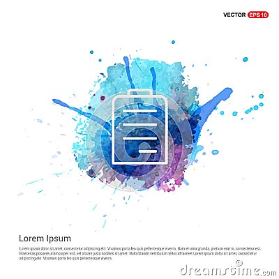 Pencil, note icon - Watercolor Background Vector Illustration